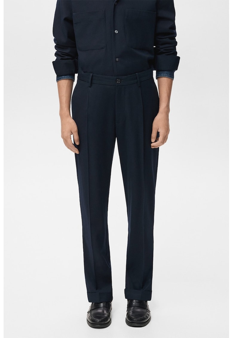 Oferte la Pantaloni eleganti regular-fit din amestec de lana - Bleumarin