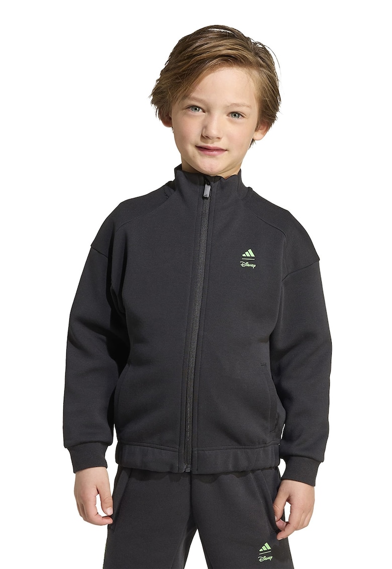 Oferte la Bluza de trening cu fermoar si imprimeu Mickey Mouse - Negru/Verde pal