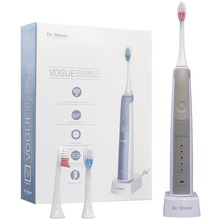 Oferte la Periuta de Dinti Electrica GTS2080GY SONICA 2080 48 000pm/min 5 Moduri Autonomie180min Design Impermeabil Silentioasa 2 Capete Perii Gri