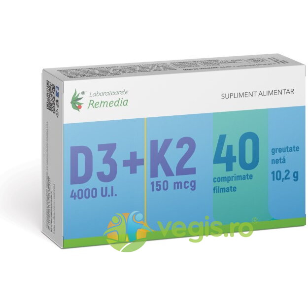 Oferte la Vitamina D3 4000U.I + K2 150mcg 40cpr