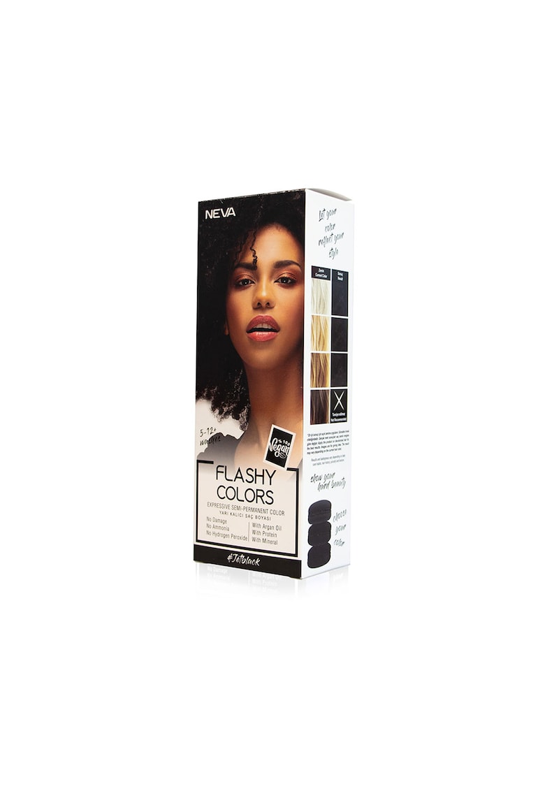 Oferte la Flashy Colors Jet Black - Nuantator semipermanent - negru intens - 100% vegan -  100 ml