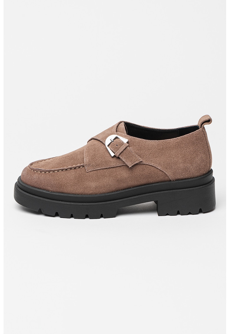Oferte la Mocasini de piele intoarsa cu aspect masiv - Maro taupe