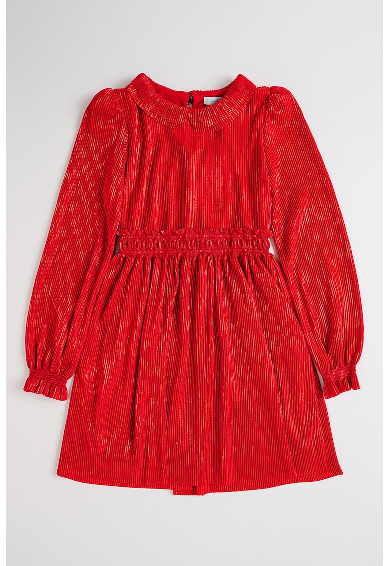 Oferte la Rochie evazata cu guler Peter Pan - Rosu vermillion