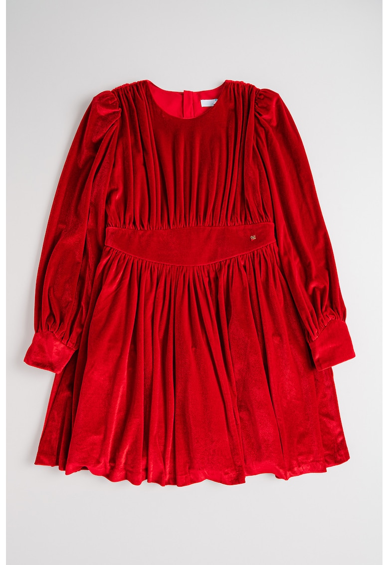 Oferte la Rochie evazata si catifelata - Rosu vermillion