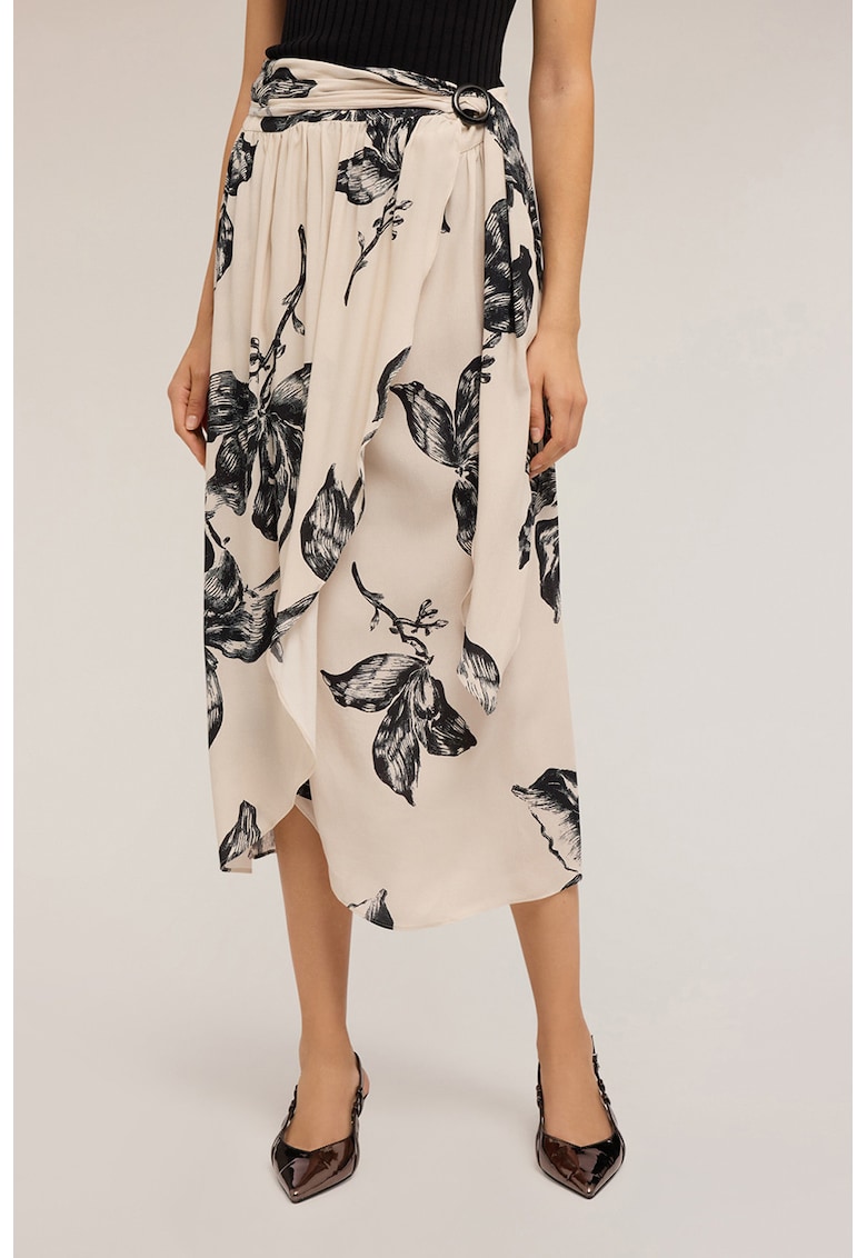 Oferte la Fusta petrecuta cu imprimeu floral - Negru/Maro nisip