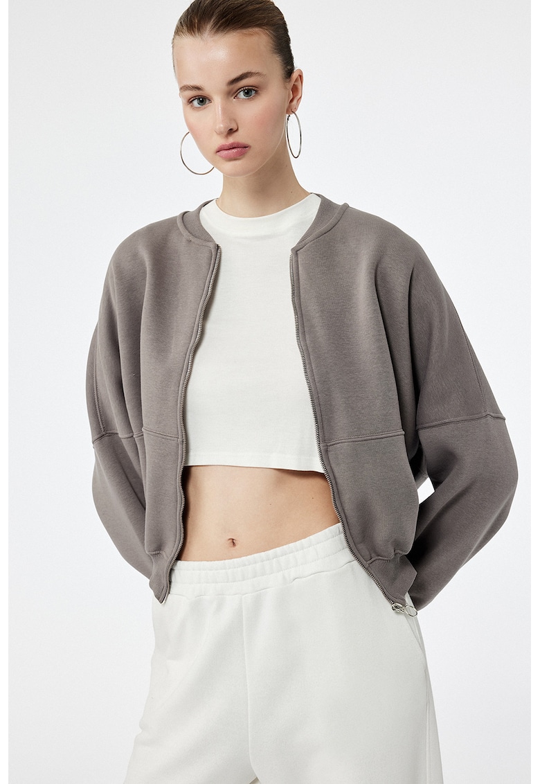 Oferte la Jacheta bomber cu maneci cazute - Maro taupe deschis