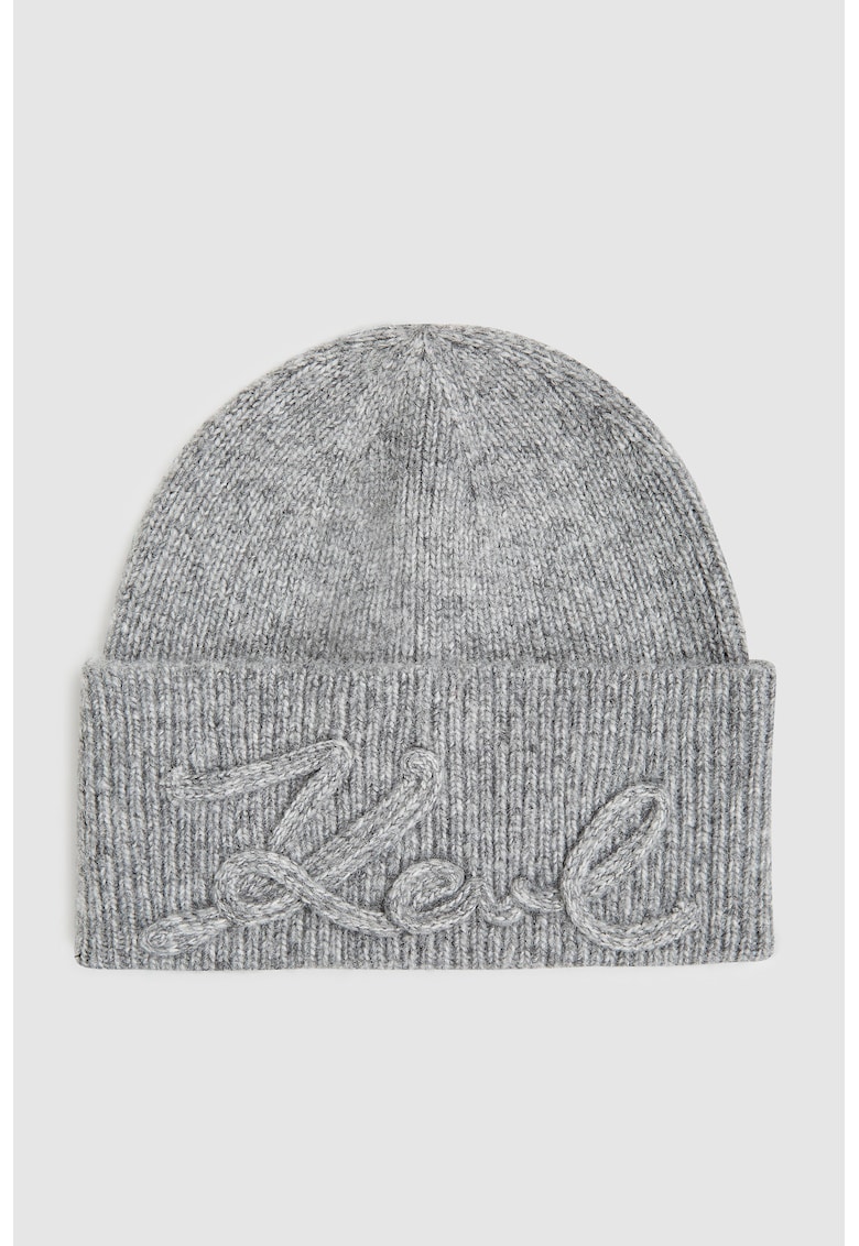 Oferte la Caciula cu logo din tricot - Gri melange