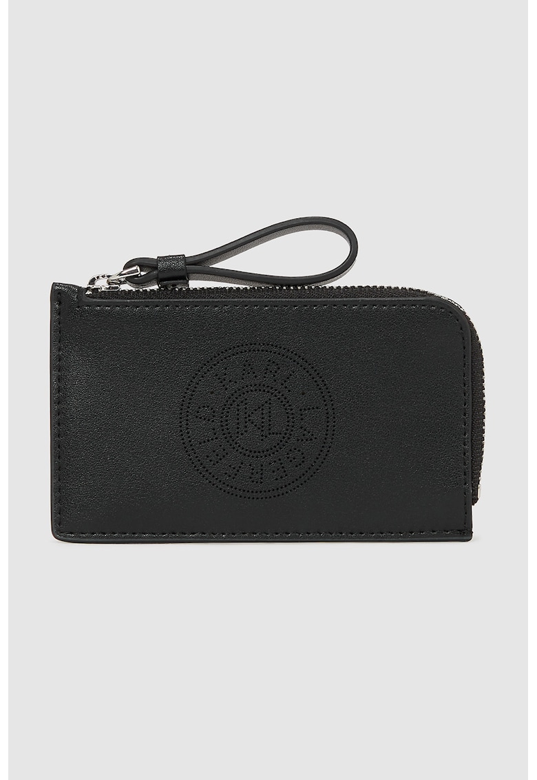 Oferte la Portcart de piele cu buzunar cu fermoar - Negru