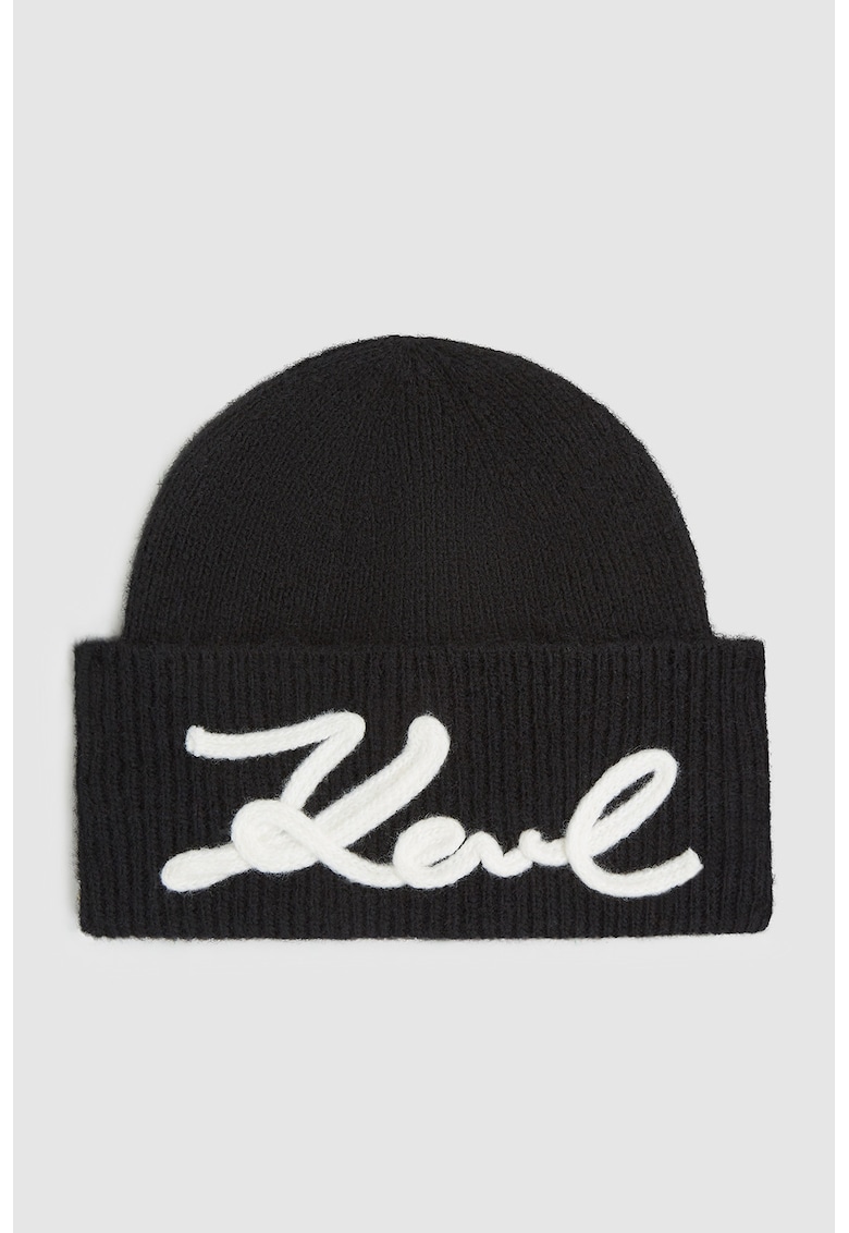 Oferte la Caciula cu logo din tricot - Negru