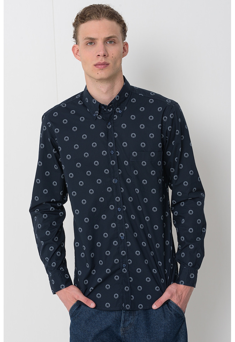 Oferte la Camasa Oxford de bumbac - Alb/Bleumarin