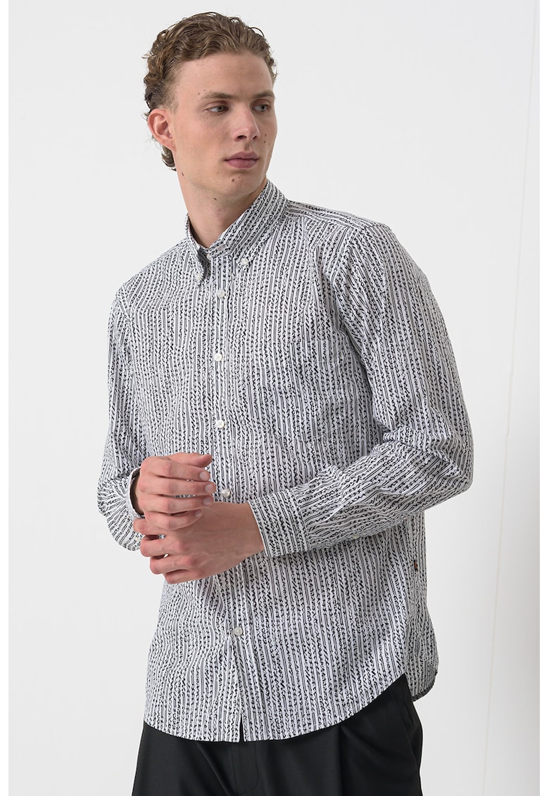 Oferte la Camasa Oxford de bumbac - Negru stins/Alb optic