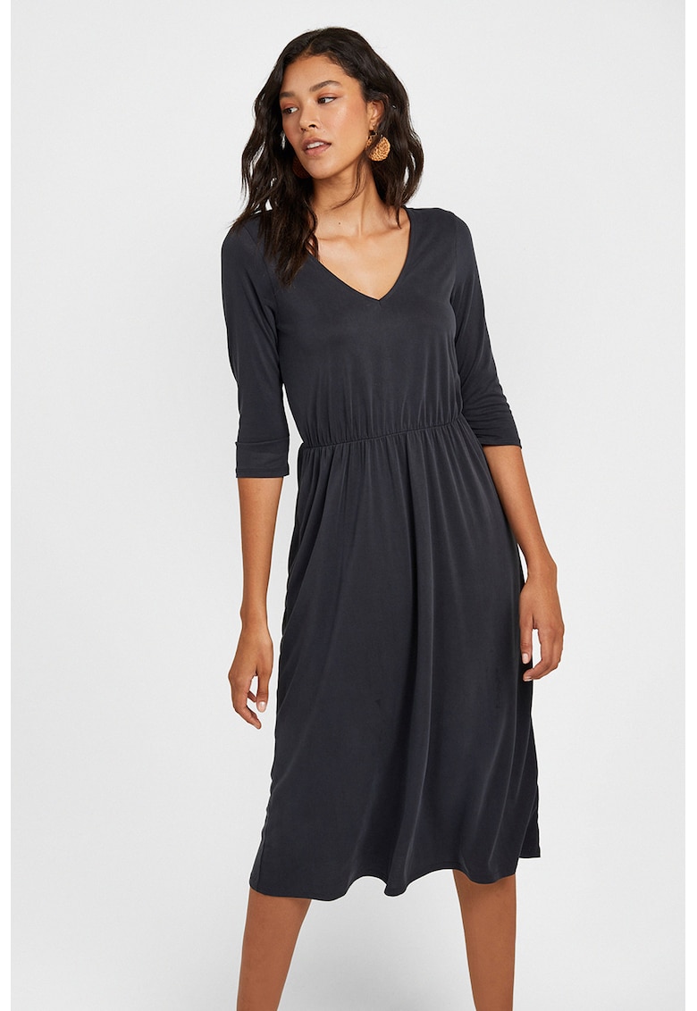 Oferte la Rochie cu decolteu in V si maneci 3/4 - Gri carbune