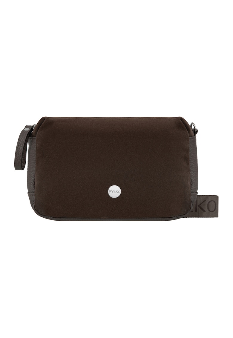 Oferte la RYLKO - Geanta crossbody din piele si piele intoarsa - Maro inchis
