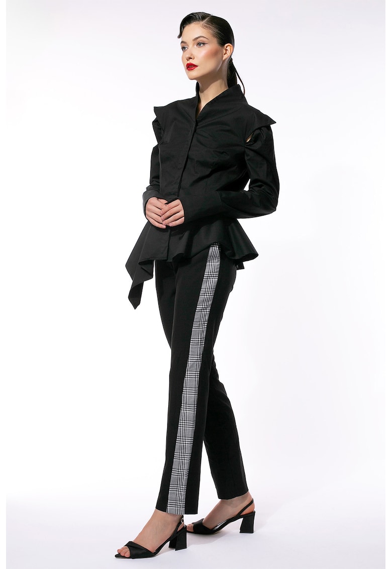 Oferte la Pantaloni conici cu segmente laterale contrastante - Alb/Negru