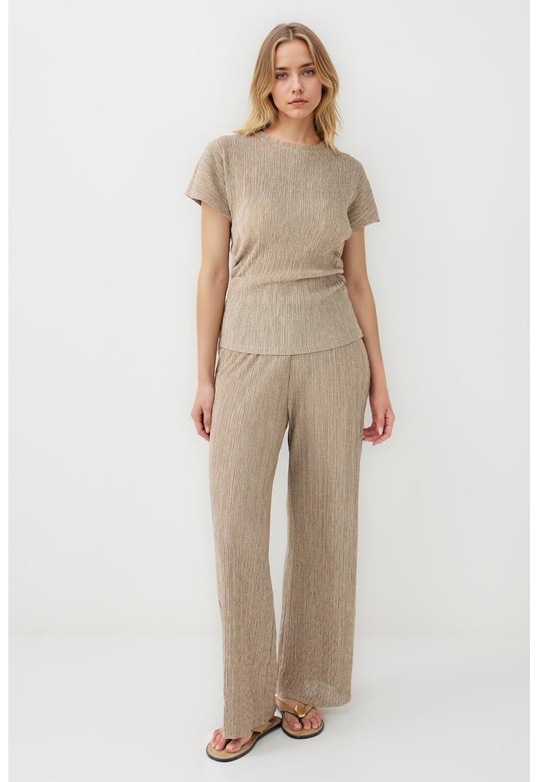Oferte la Pantaloni relaxed-fit cu model uni - Bej