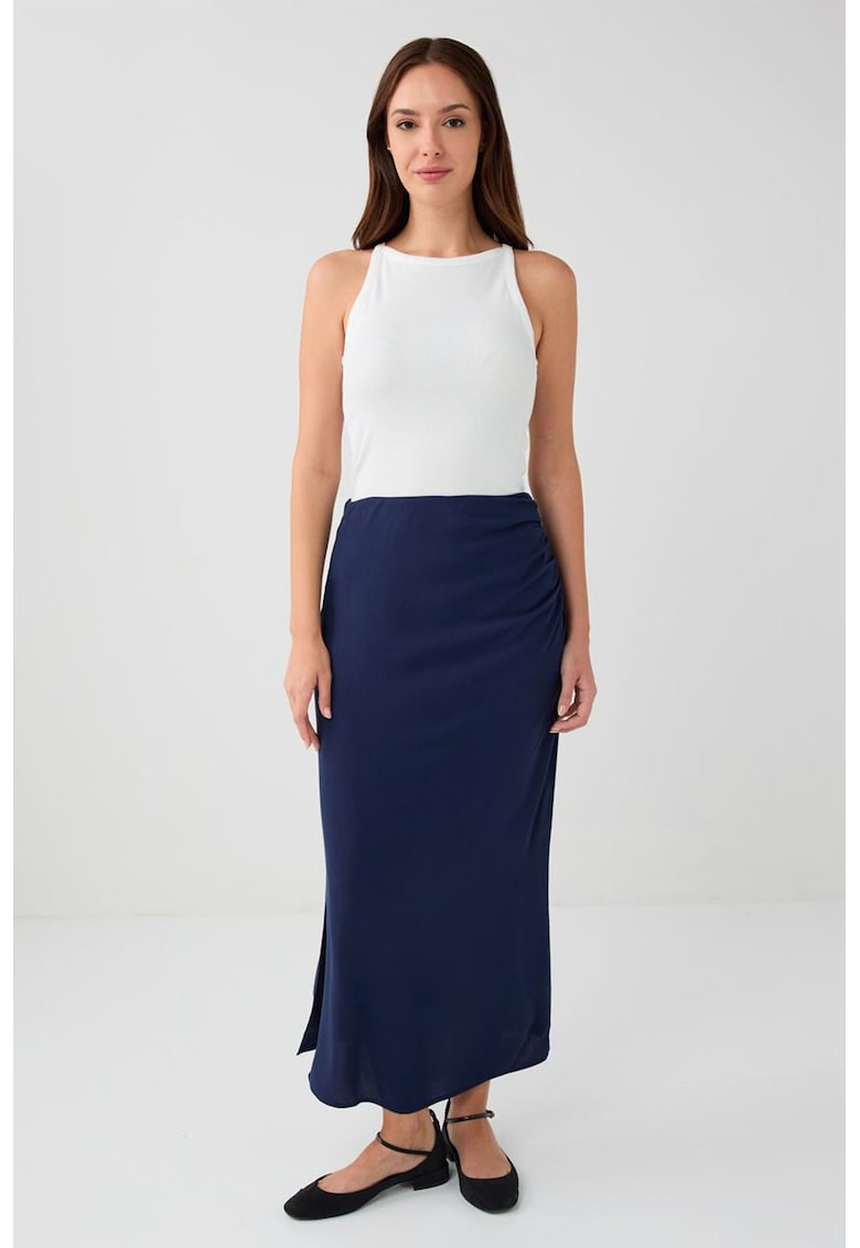 Oferte la Fusta maxi dreapta cu slit lateral - Bleumarin