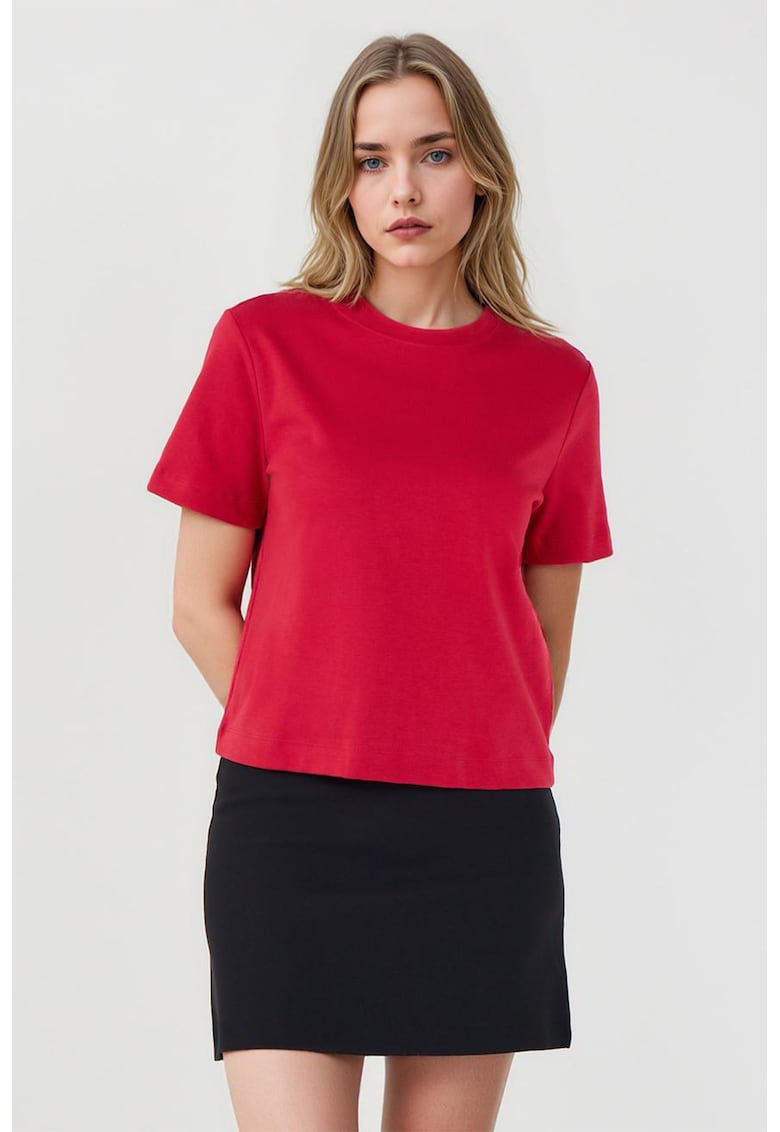 Oferte la Fusta mini dreapta cu model uni - Negru
