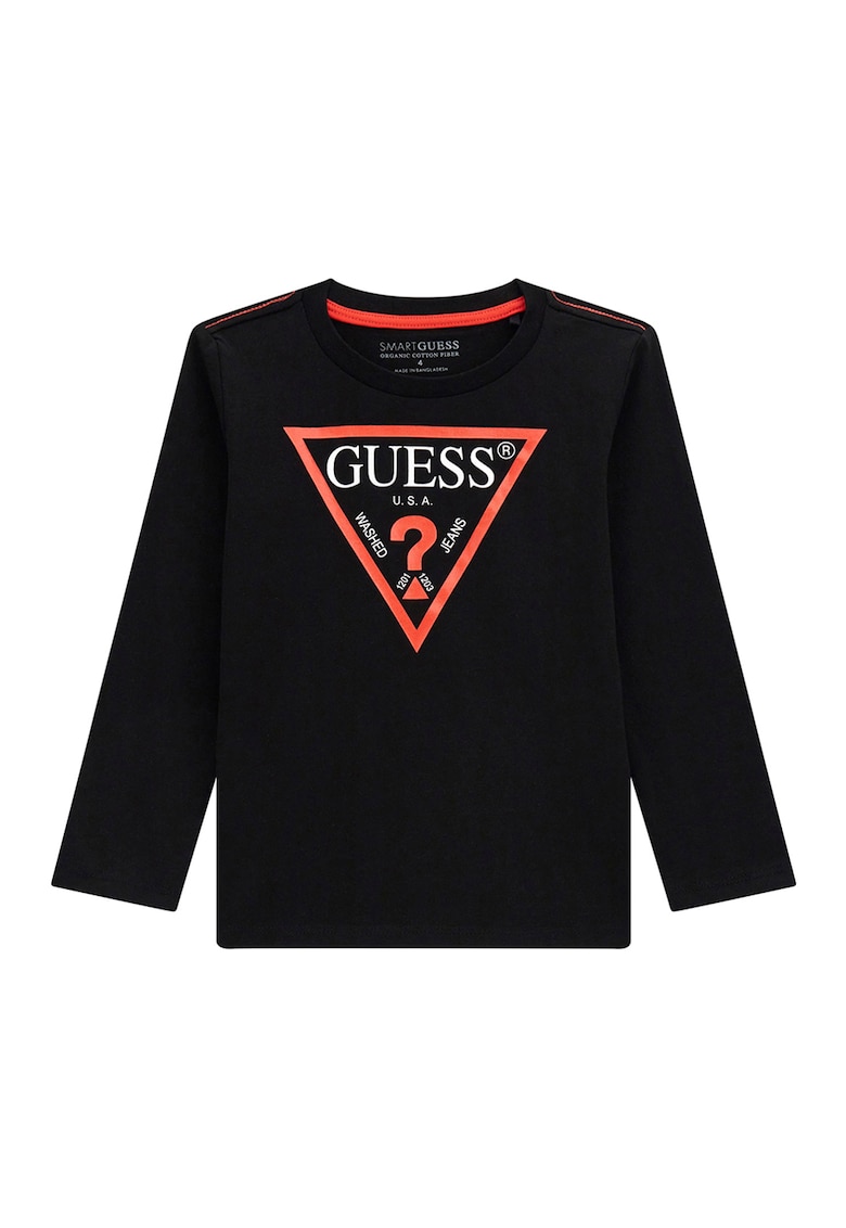 Oferte la Bluza de bumbac organic cu imprimeu logo - Negru/Coral/Alb optic