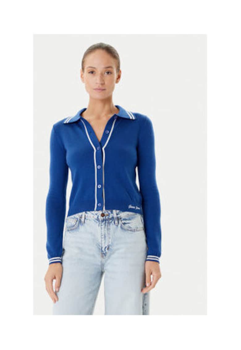 Oferte la Cardigan tricotat fin cu nasturi si dungi contrastante