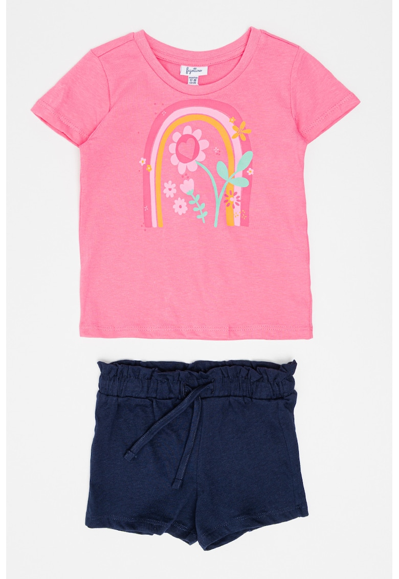 Oferte la Set de tricou de bumbac si pantaloni scurti - 2 piese - Roz deschis/Bleumarin