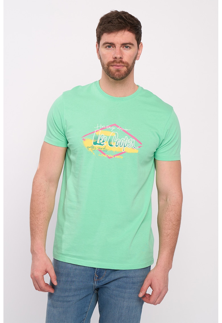 Oferte la Tricou cu logo pe piept - Galben/Roz/Verde menta