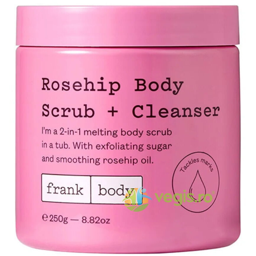 Oferte la Exfoliant + Cleanser 2in1 pentru Corp cu Zahar si Ulei de Macese 250g