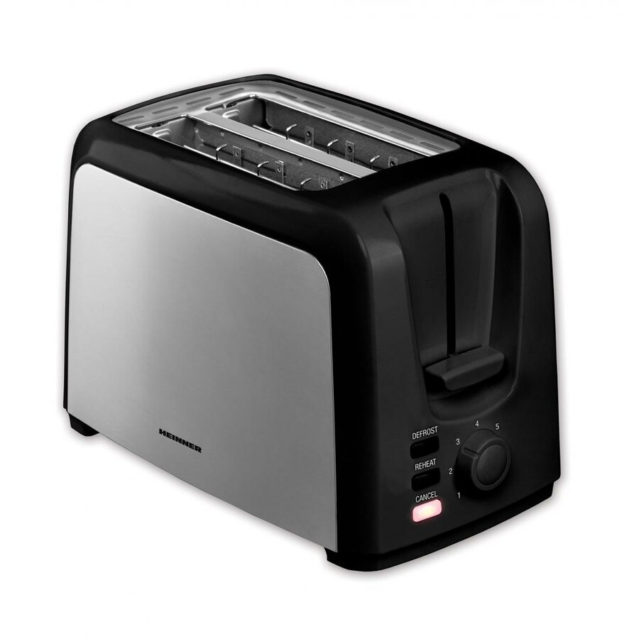 Oferte la Prajitor de paine Heinner HTP-700BKSS, 750W, functii decongelare, reincalzire, anulare, 6 nivele de rumenire. Negru-Inox