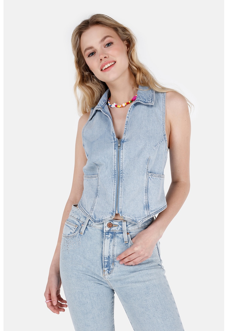 Oferte la Vesta din denim cu fermoar - Albastru lavanda