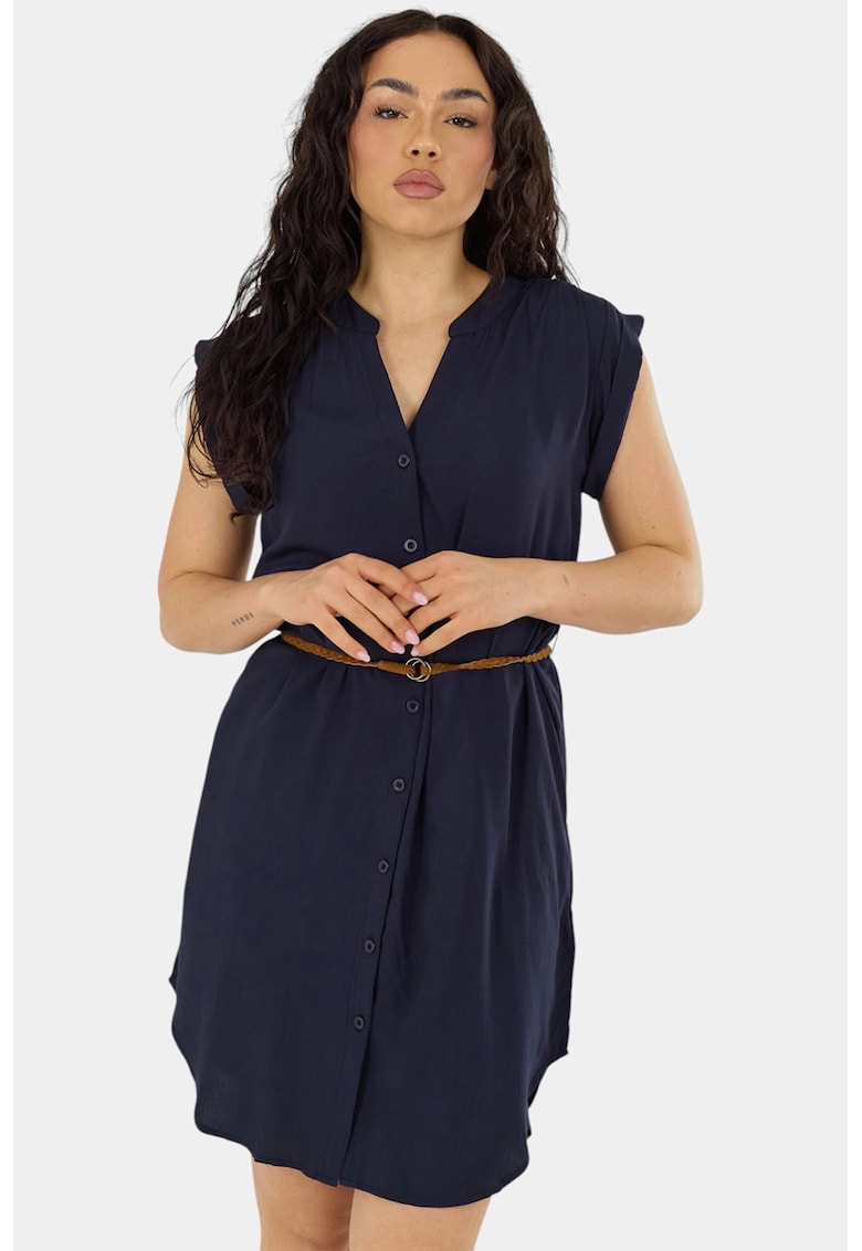 Oferte la Rochie-tunica cu o curea in talie Mona - Bleumarin