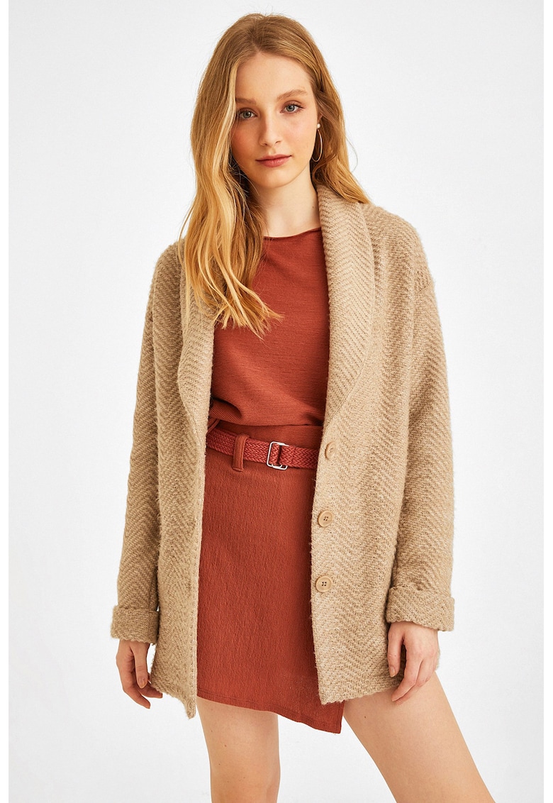 Oferte la Palton din amestec de bumbac - Maro camel