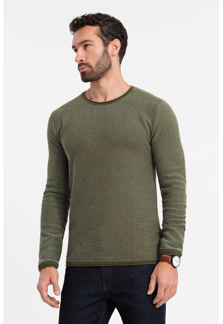 Oferte la Pulover de bumbac cu decolteu rotund - Verde sparanghel