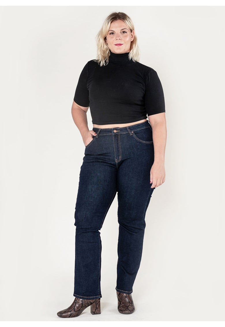 Oferte la Blugi dama regular fit marimi mari  indigo P612-18 M10 17978 - Albastru indigo