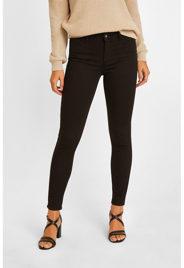 Oferte la Blugi crop skinny cu talie medie - Negru stins