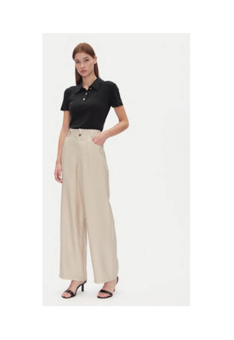 Oferte la Pantaloni largi din material creponat - P41KTR48 - nylon - Bej