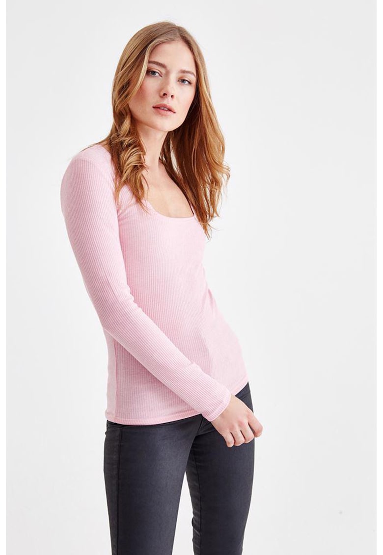 Oferte la Bluza striata cu model uni - Roz deschis