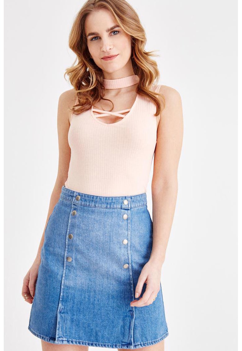 Oferte la Top slim fit cu model uni - Roz pal