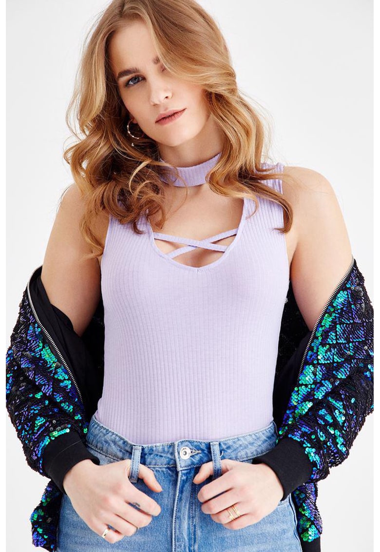 Oferte la Top slim fit cu model uni - Violet deschis