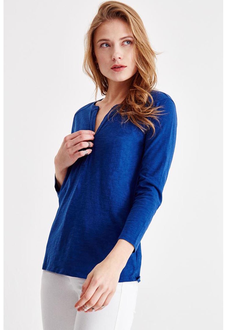 Oferte la Bluza din bumbac cu fenta cu nasturi - Albastru royal