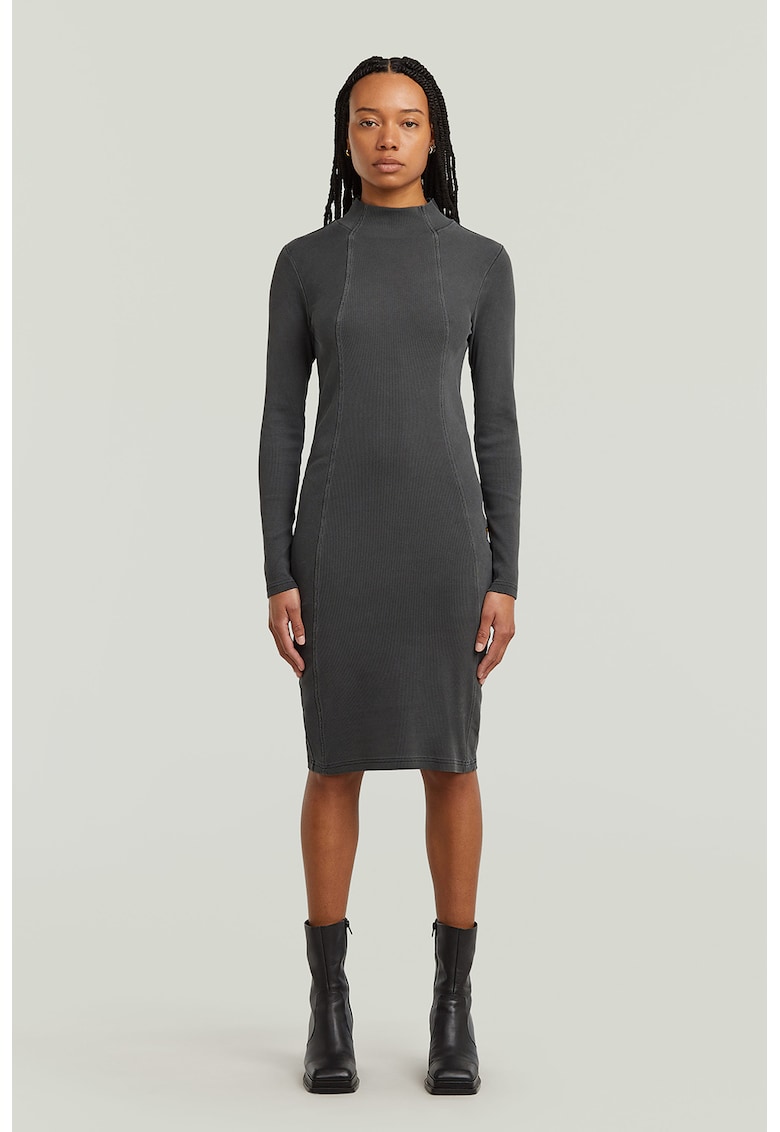 Oferte la Rochie cu croiala bodycon din amestec de bumbac organic - Gri inchis