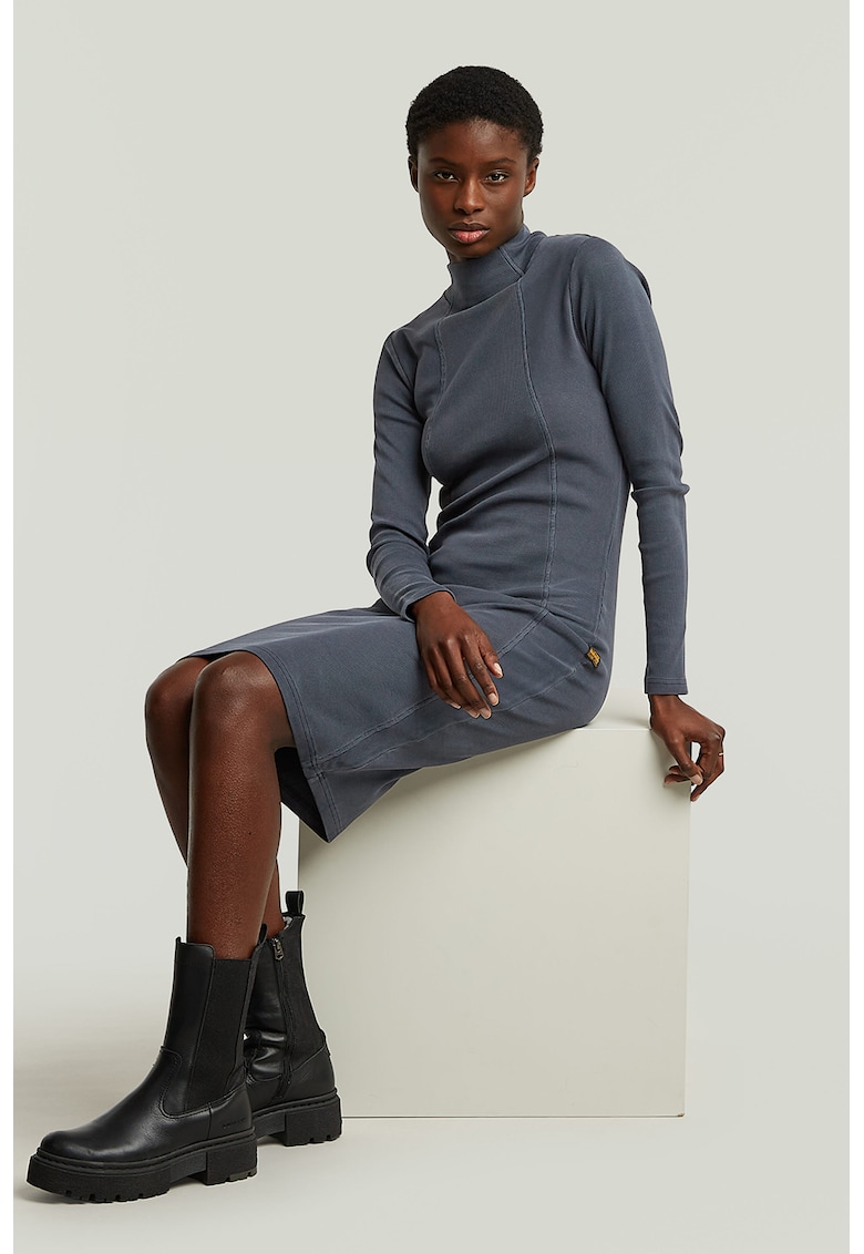 Oferte la Rochie cu croiala bodycon din amestec de bumbac organic - Albastru prafuit