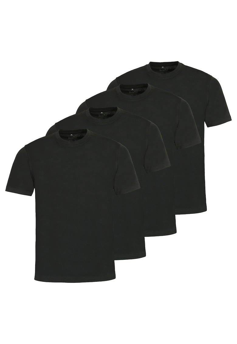 Oferte la Set de tricouri de bumbac cu decolteu la baza gatului - 4 piese - Negru