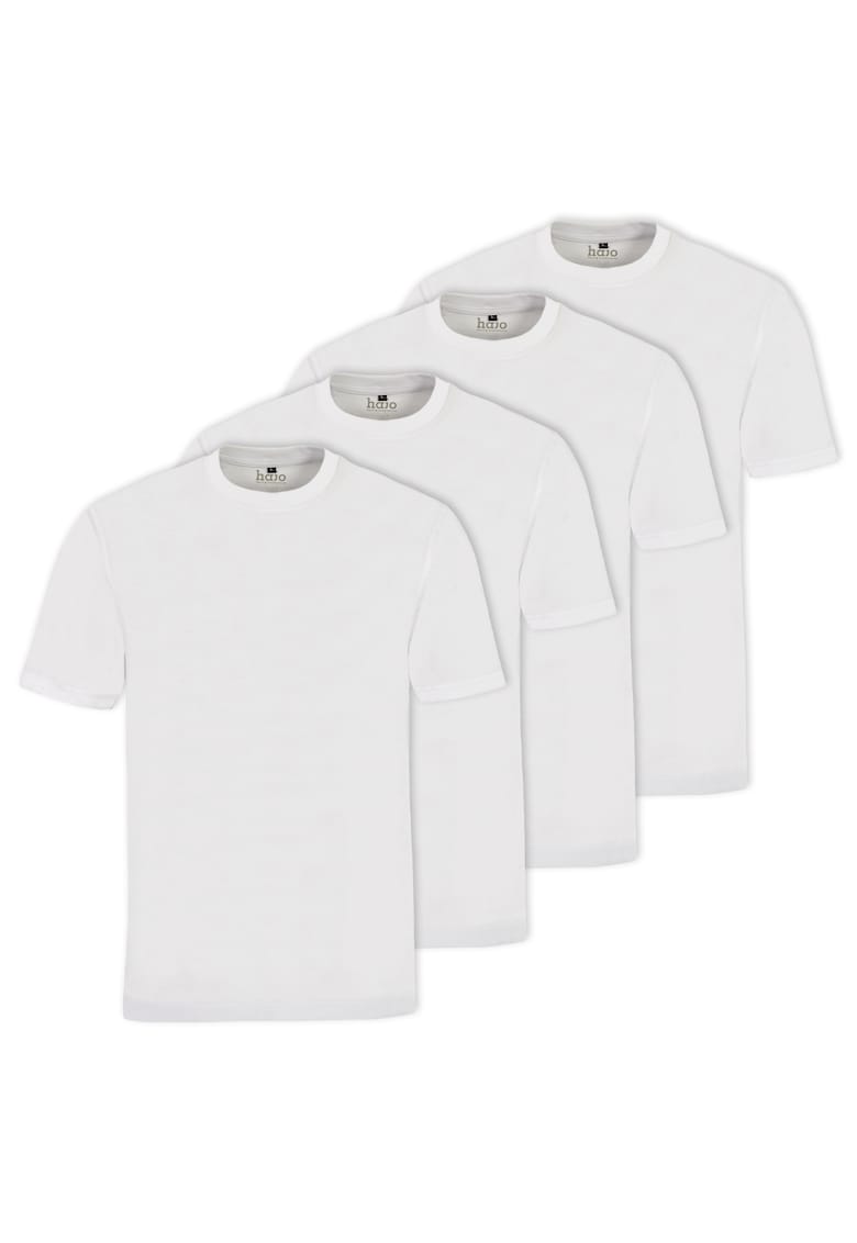 Oferte la Set de tricouri de bumbac cu decolteu la baza gatului - 4 piese - Alb