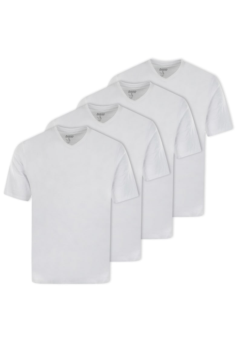 Oferte la Set de tricouri de bumbac cu decolteu in V - 4 piese - Alb
