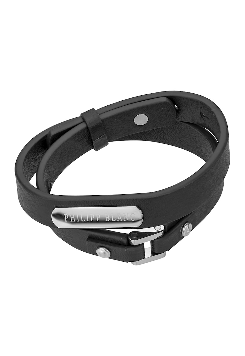 Oferte la Bratara de piele cu model stratificat - Argintiu - Negru/Argintiu