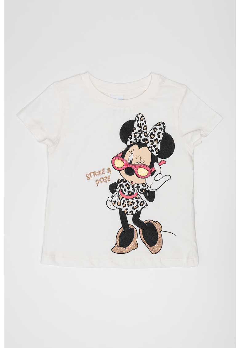 Oferte la Tricou cu decolteu la baza gatului Minnie Mouse - Alb fildes/Negru
