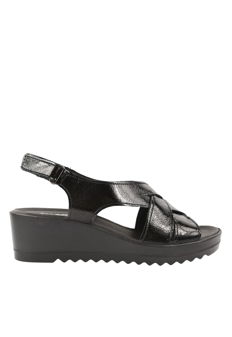 Oferte la Sandale casual - dama -  757510 negru - piele lacuita - platforma - Negru