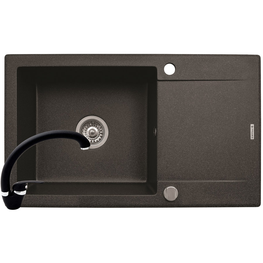 Oferte la Pachet chiuveta granit KORFU 78x46 1B 1D + Baterie OSSIA Negru