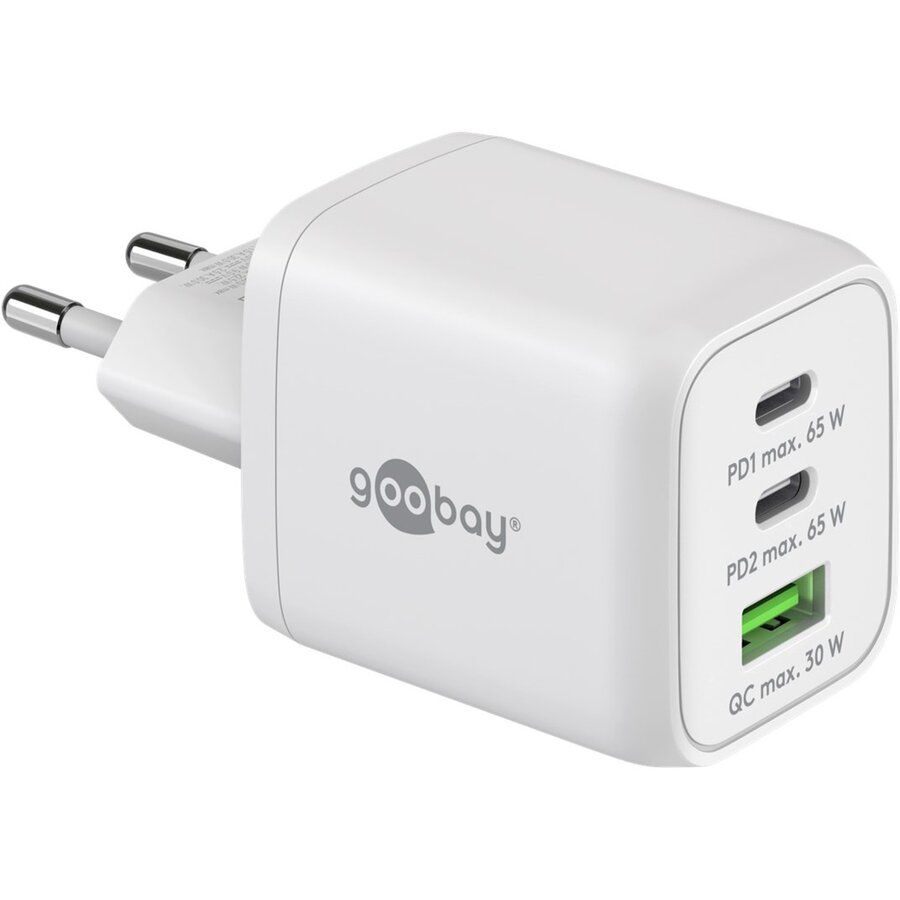 Oferte la Incarcator Retea 64754 GaN 65W 1x USB-A QC 3.0 2x USB-C PD Alb
