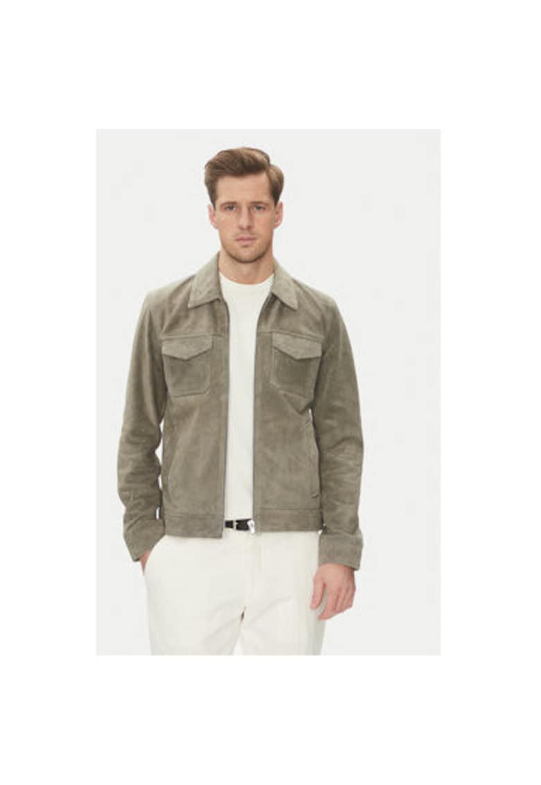 Oferte la Geaca din piele barbati  CRED SUEDE - Piele naturala - Gri - Gri