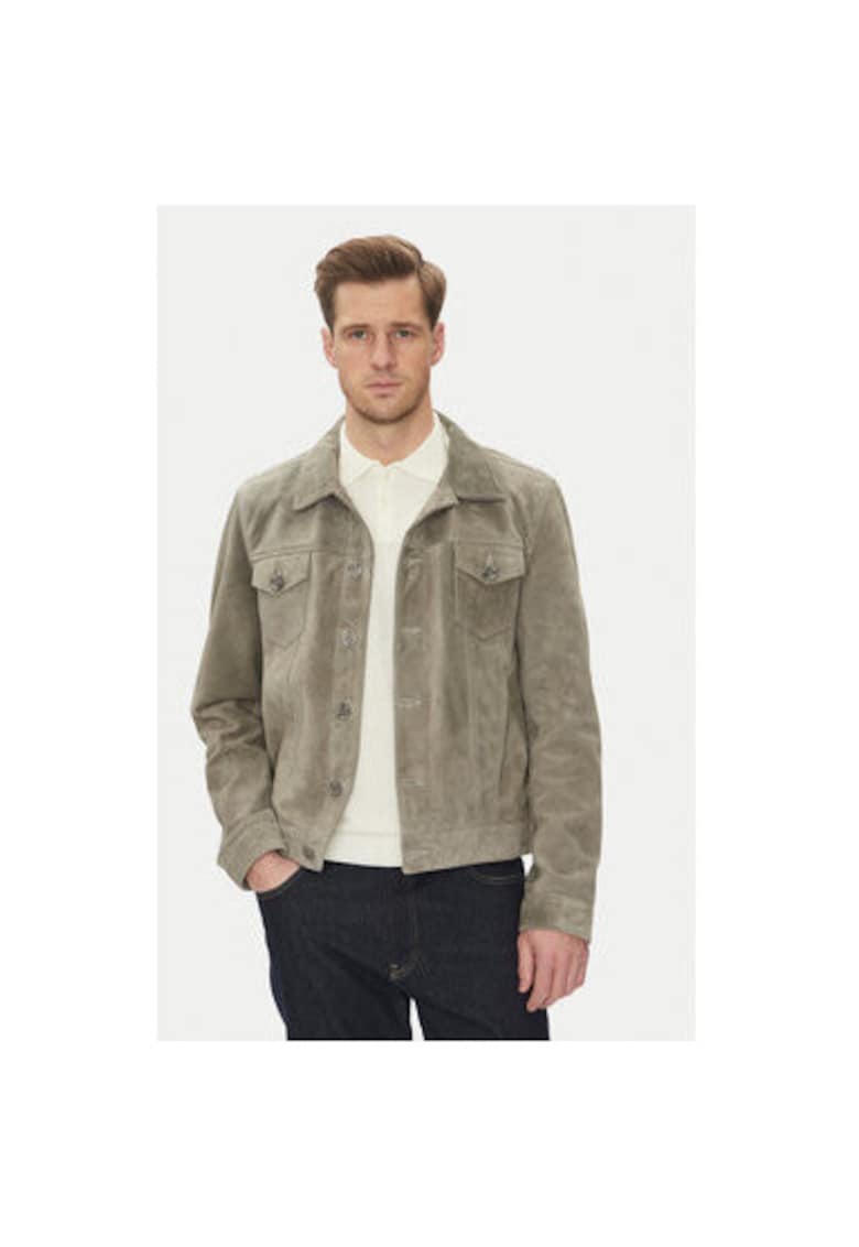 Oferte la Geaca din piele barbati  JEANS JACKET SUEDE - Piele naturala - Gri - Gri